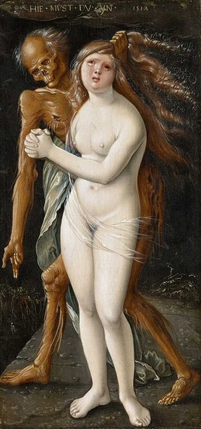 Death and the Maiden (Baldung) (1517) by Hans Baldung Grien — original painting reproduced as a hand-painted oil on canvas