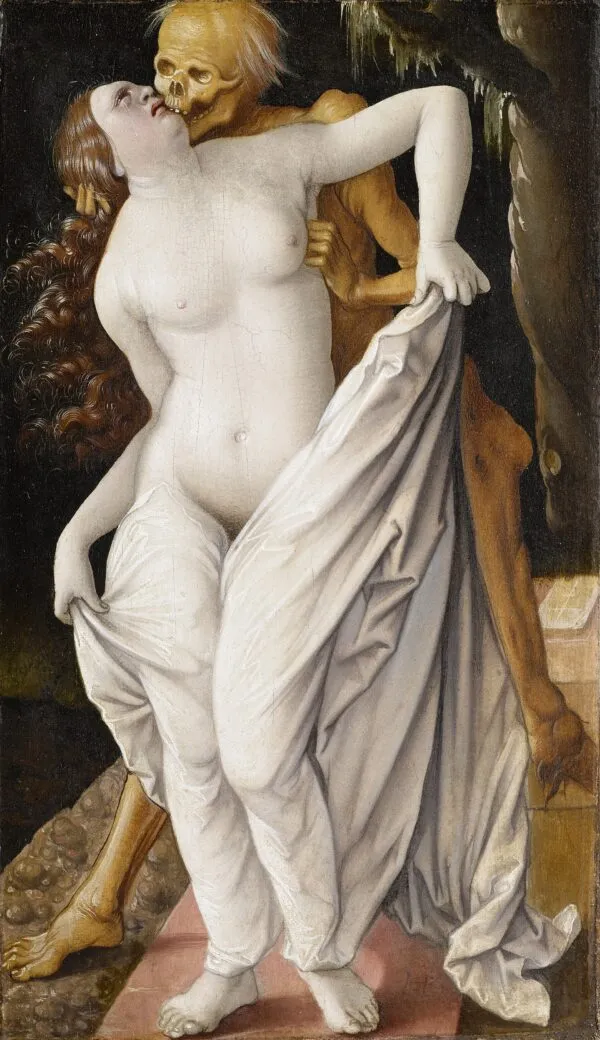 Death and the Woman (1519) by Hans Baldung Grien — original painting reproduced as a hand-painted oil on canvas