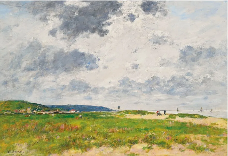 Deauville, La Dune (1892) by Eugène Louis Boudin — original painting reproduced as a hand-painted oil on canvas