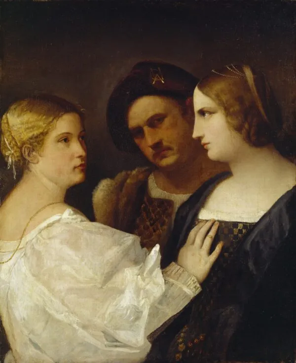 Detroit Trio (1510) by Titian — original painting reproduced as a hand-painted oil on canvas