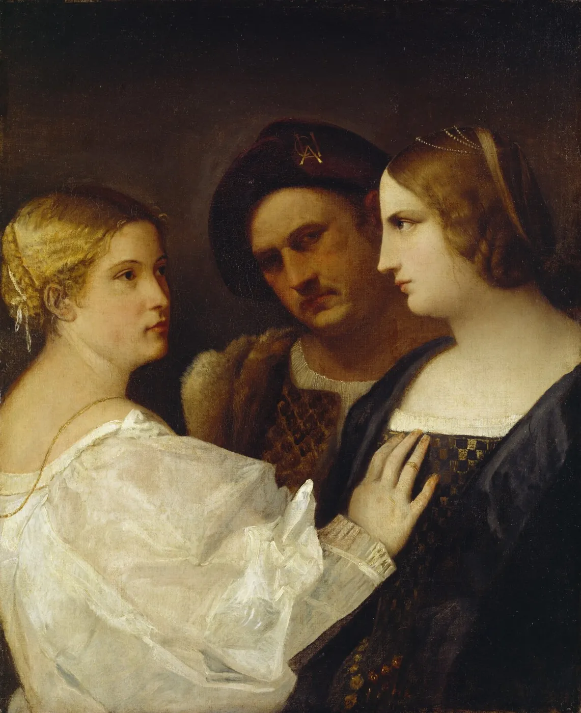 Detroit Trio (1510) by Titian — original painting reproduced as a hand-painted oil on canvas