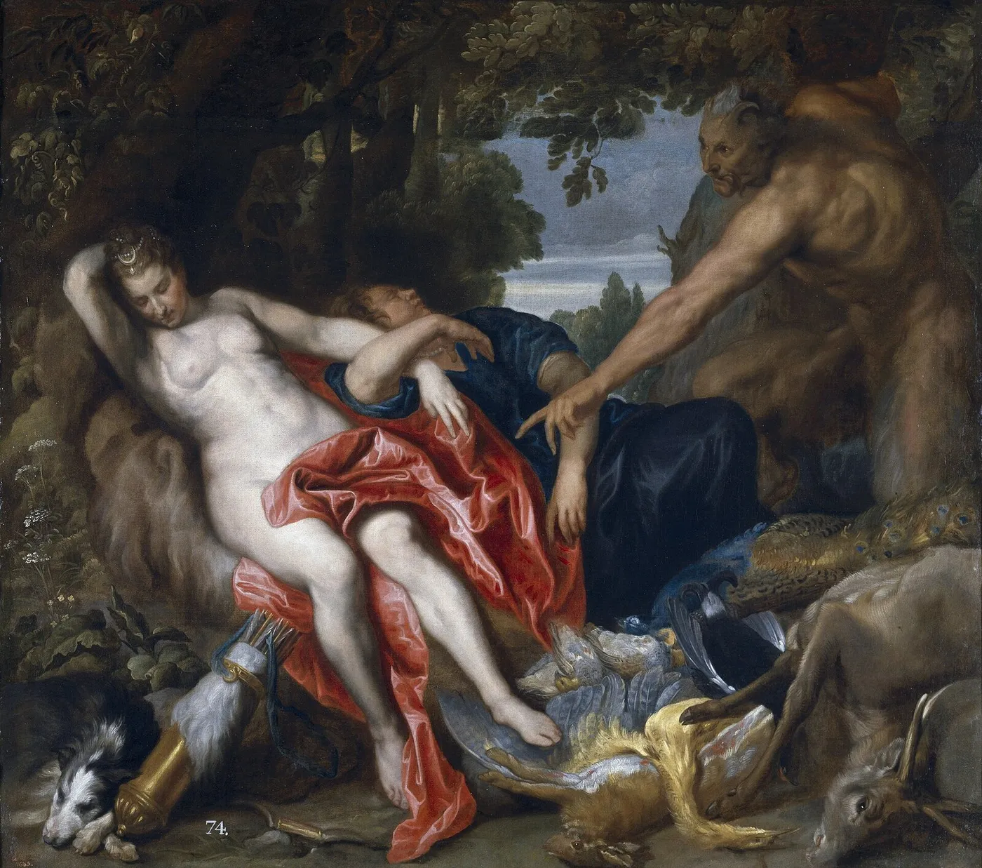 Diana and a Nymph Surprised by a Satyr (1622) by Anthony van Dyck — original painting reproduced as a hand-painted oil on canvas