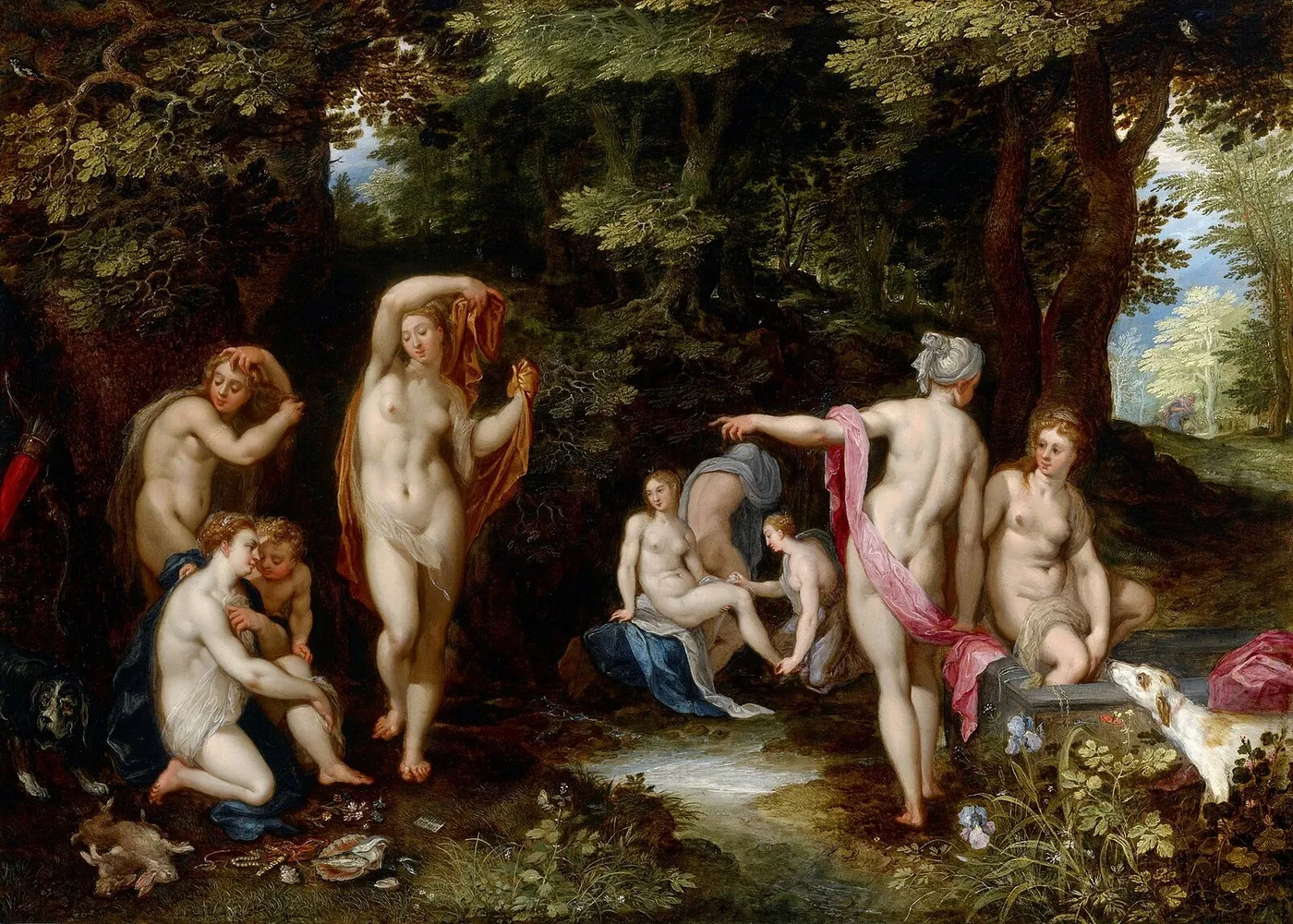 Diana and Actaeon (1600) by Jan Brueghel the Elder — original painting reproduced as a hand-painted oil on canvas