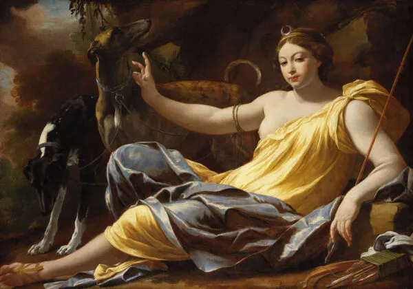 Diana (1637) by Simon Vouet — original painting reproduced as a hand-painted oil on canvas