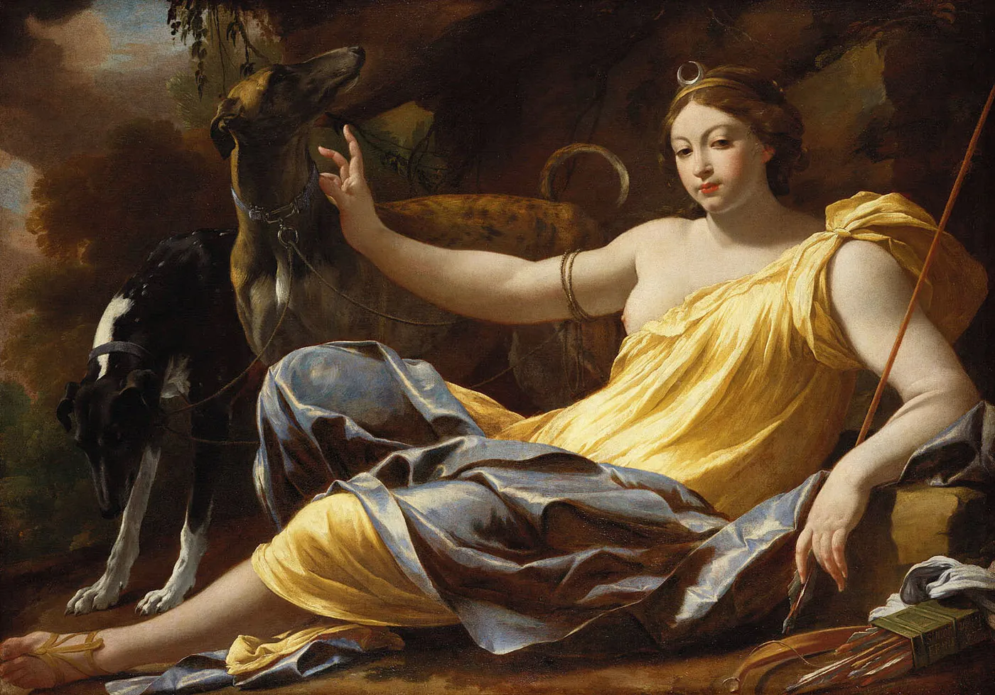 Diana (1637) by Simon Vouet — original painting reproduced as a hand-painted oil on canvas