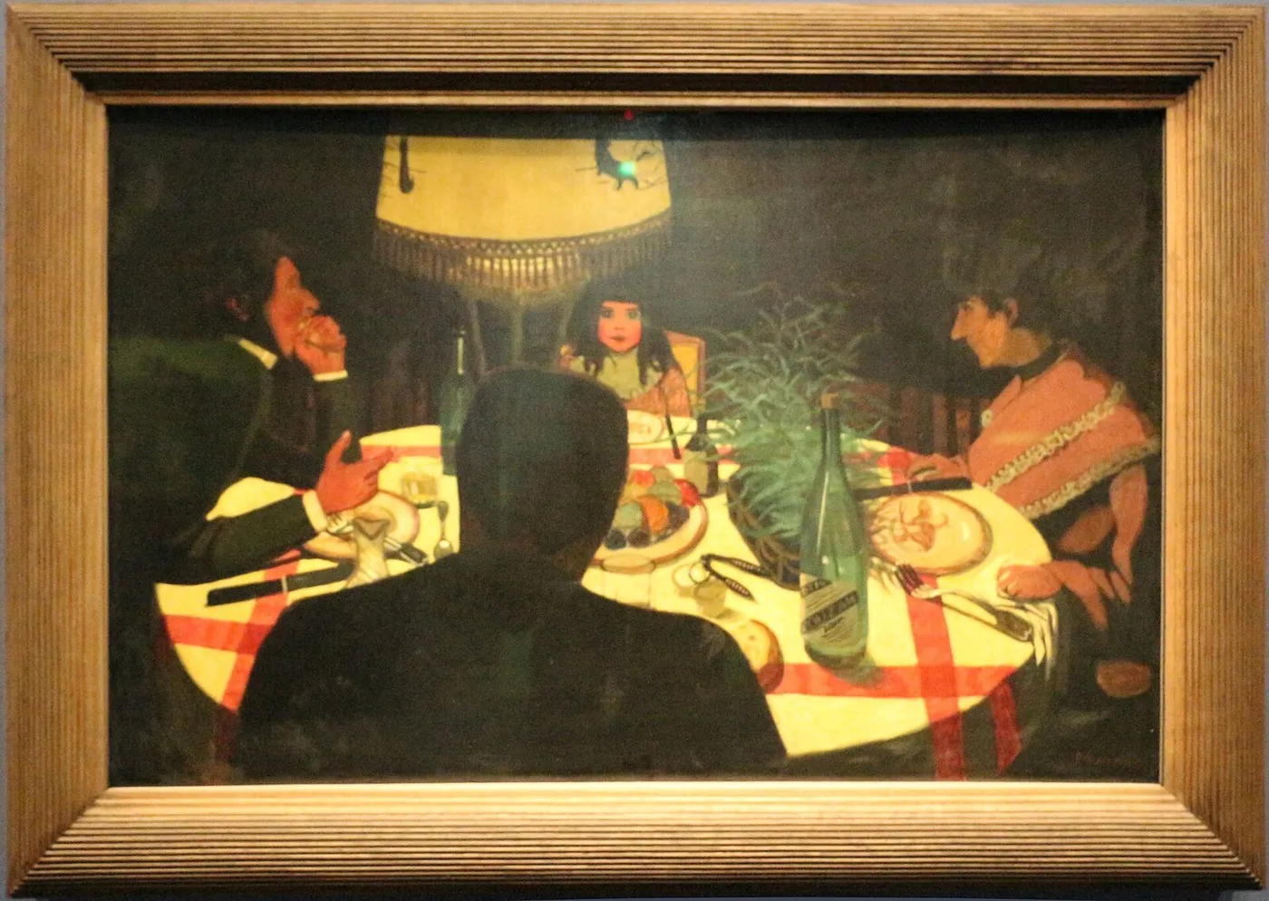 Dinner, lighting effect (1899) by Félix Vallotton — original painting reproduced as a hand-painted oil on canvas