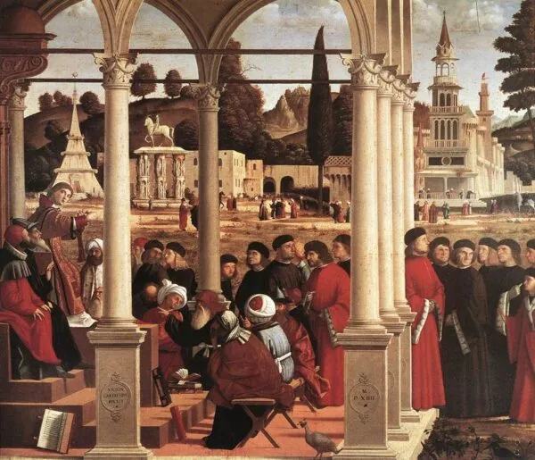 Disputation of St Stephen (1514) by Vittore Carpaccio — original painting reproduced as a hand-painted oil on canvas