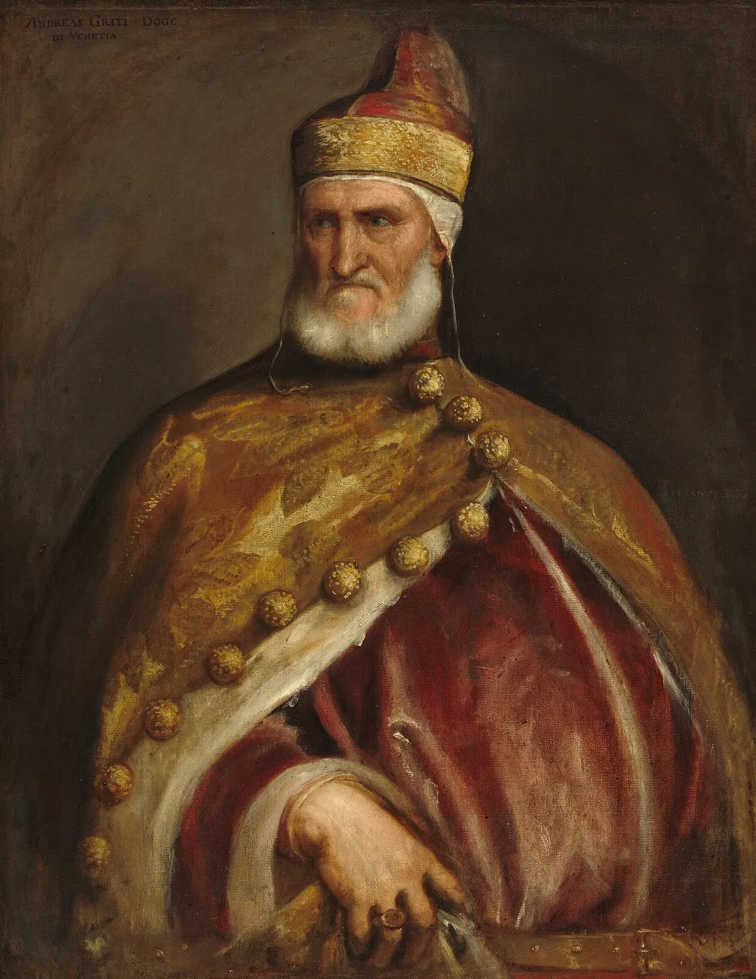 Doge Andrea Gritti (1548) by Titian — original painting reproduced as a hand-painted oil on canvas