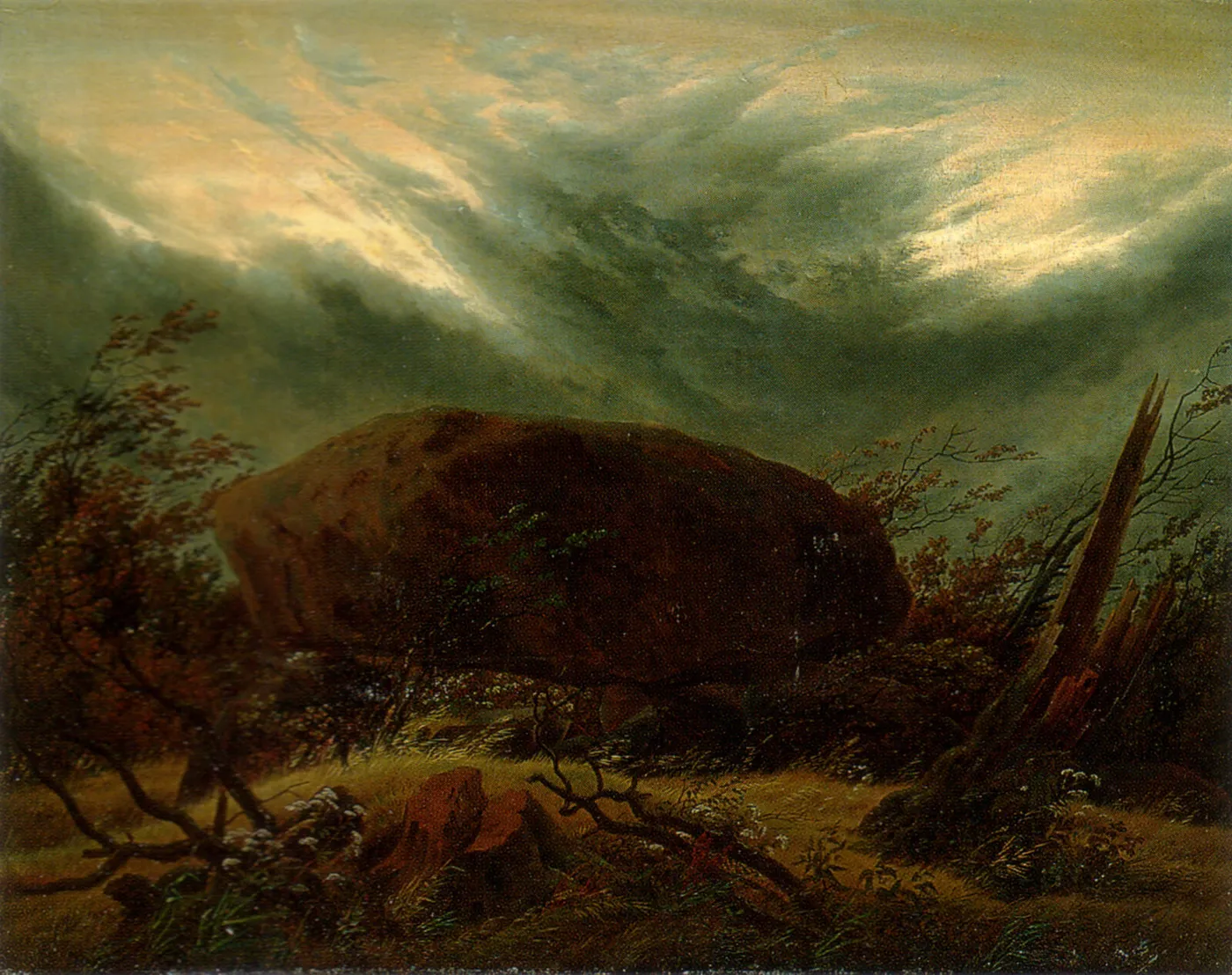 Dolmen in Autumn (1820) by Caspar David Friedrich — original painting reproduced as a hand-painted oil on canvas