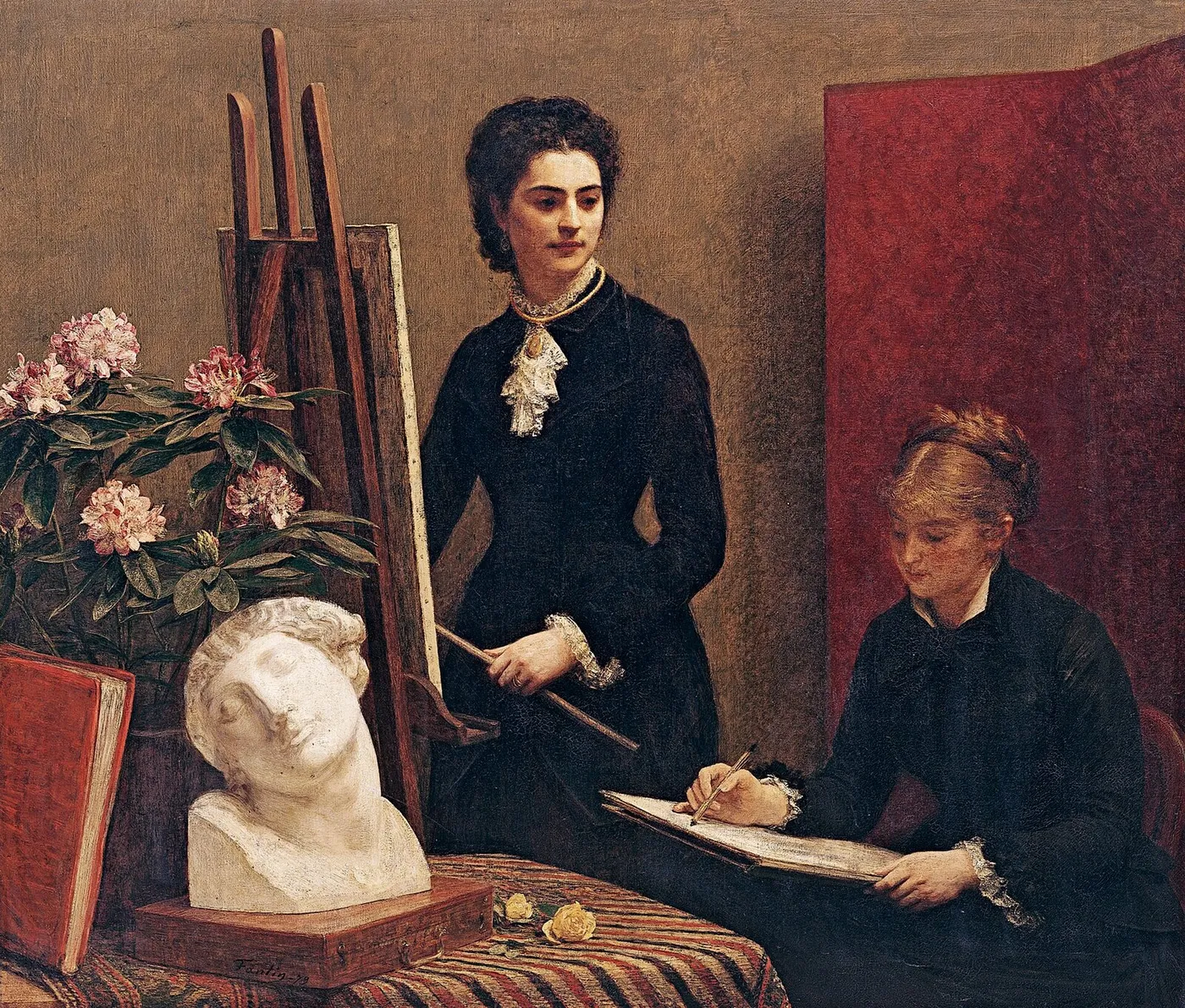 Drawing lesson in the workshop — Henri Fantin-Latour