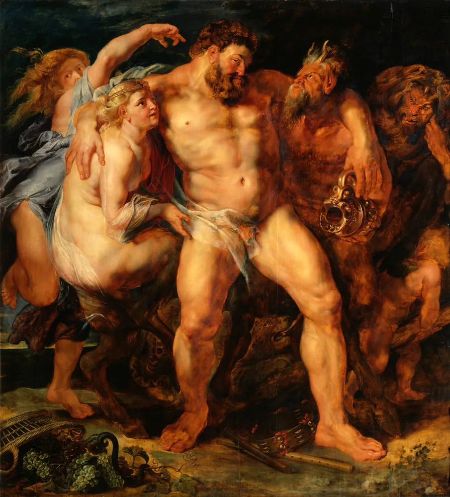 Drunken Hercules (1613) by Peter Paul Rubens — original painting reproduced as a hand-painted oil on canvas