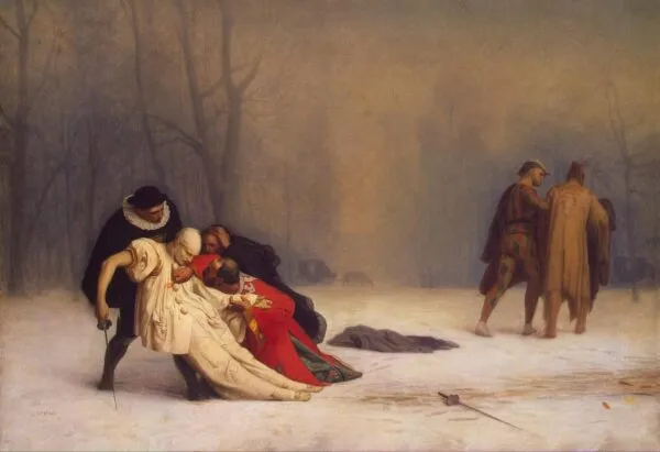 Duel after a Masked Ball (1857) by Jean-Léon Gérôme — original painting reproduced as a hand-painted oil on canvas