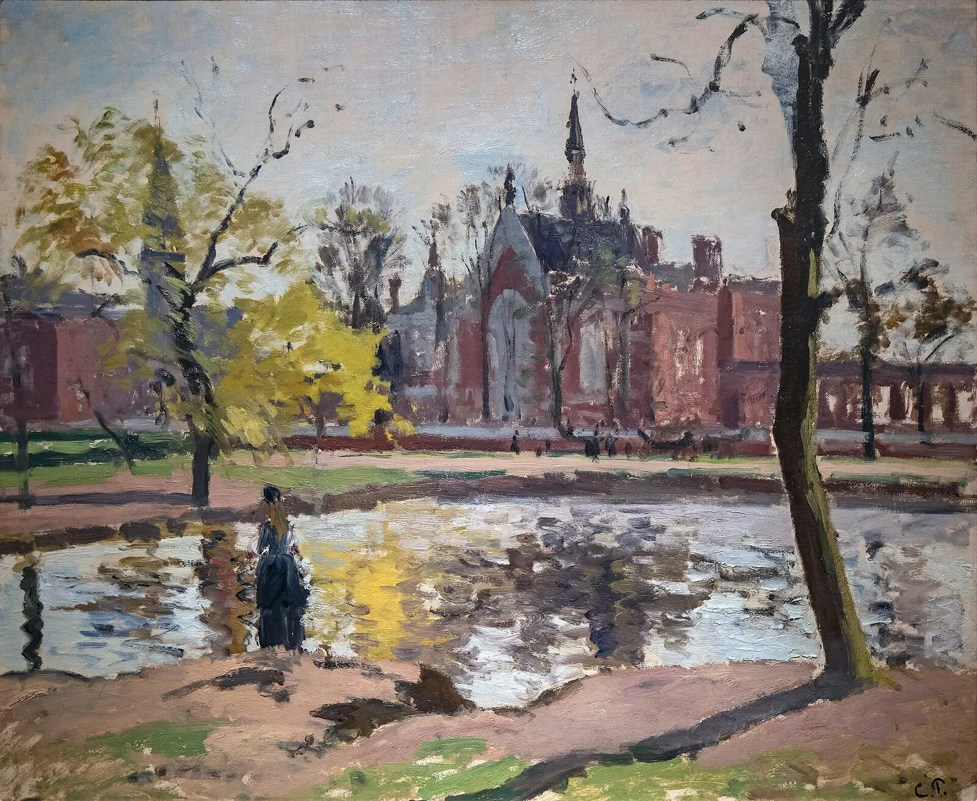 Dulwich College, London (1871) by Camille Pissarro — original painting reproduced as a hand-painted oil on canvas
