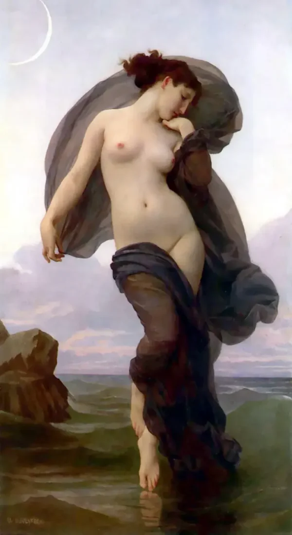 Dusk (1882) by William-Adolphe Bouguereau — original painting reproduced as a hand-painted oil on canvas