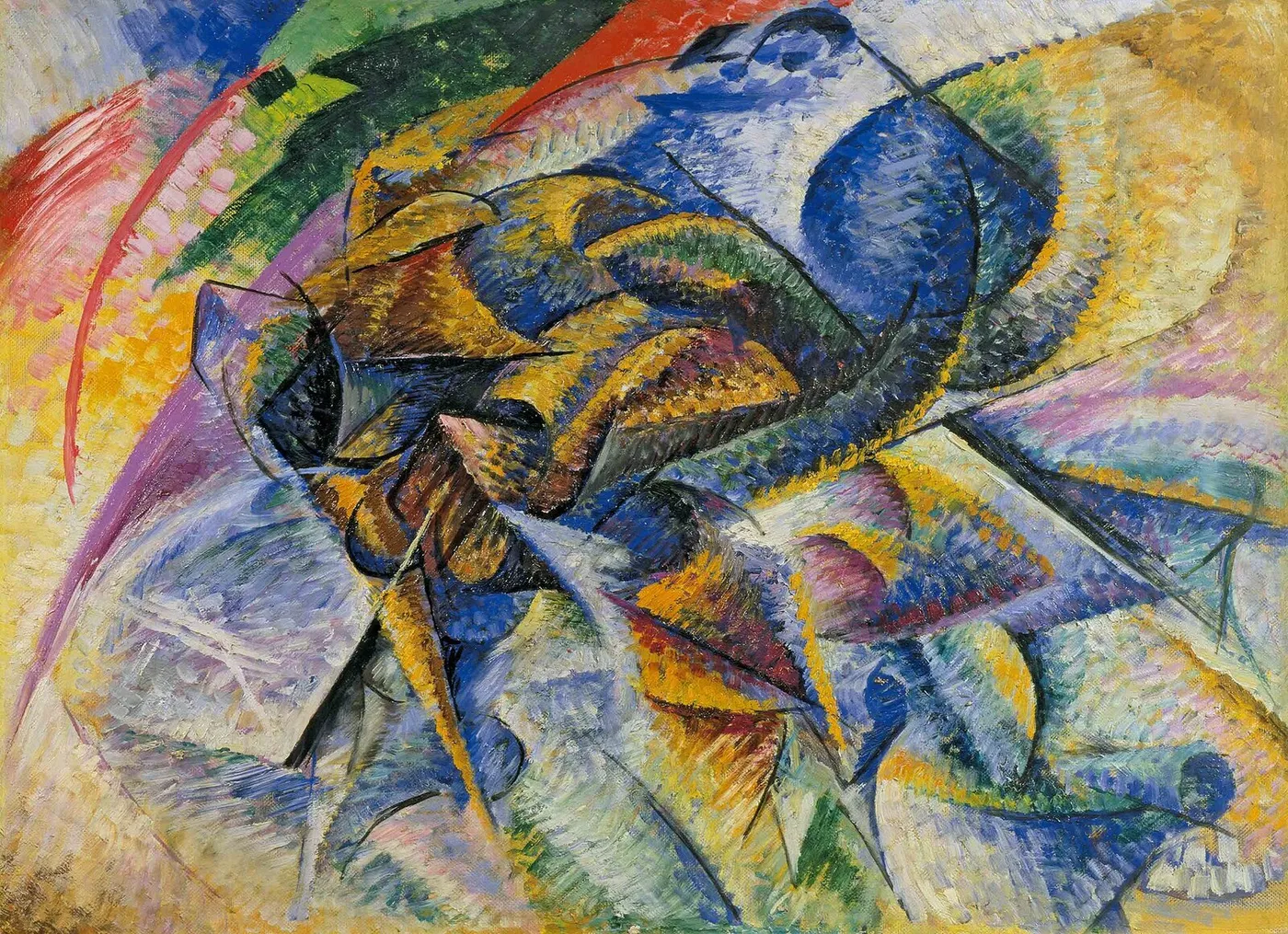 Dynamism of a Cyclist (1913) by Umberto Boccioni — original painting reproduced as a hand-painted oil on canvas