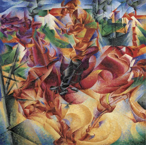 Elastic (1912) by Umberto Boccioni — original painting reproduced as a hand-painted oil on canvas
