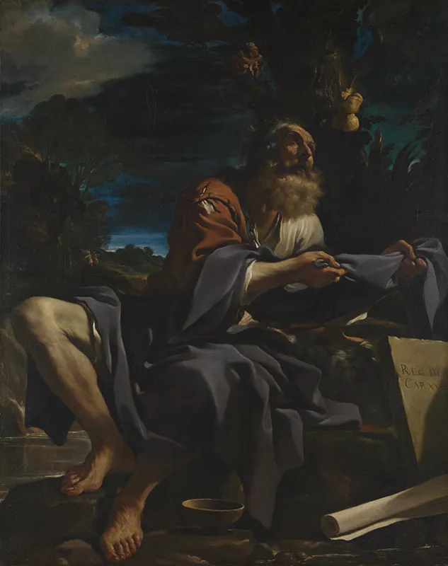 Elijah fed by Ravens (1620) by Guercino — original painting reproduced as a hand-painted oil on canvas