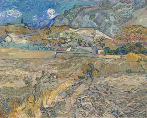 Enclosed Field with Peasant (1889) by Vincent van Gogh — original painting reproduced as a hand-painted oil on canvas