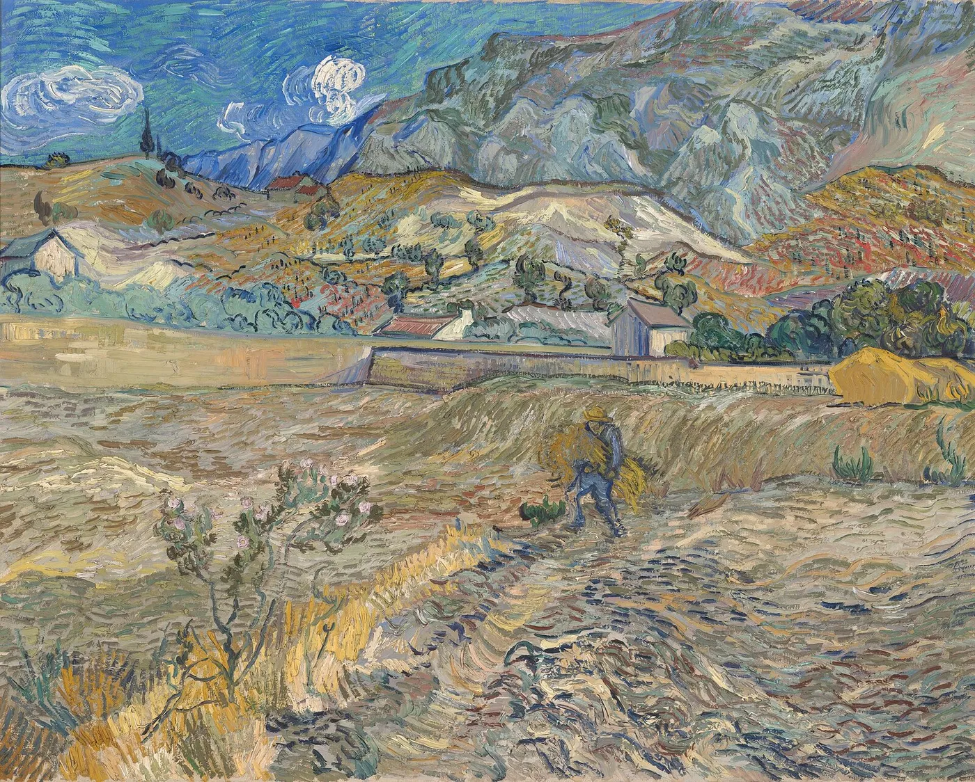 Enclosed Field with Peasant (1889) by Vincent van Gogh — original painting reproduced as a hand-painted oil on canvas