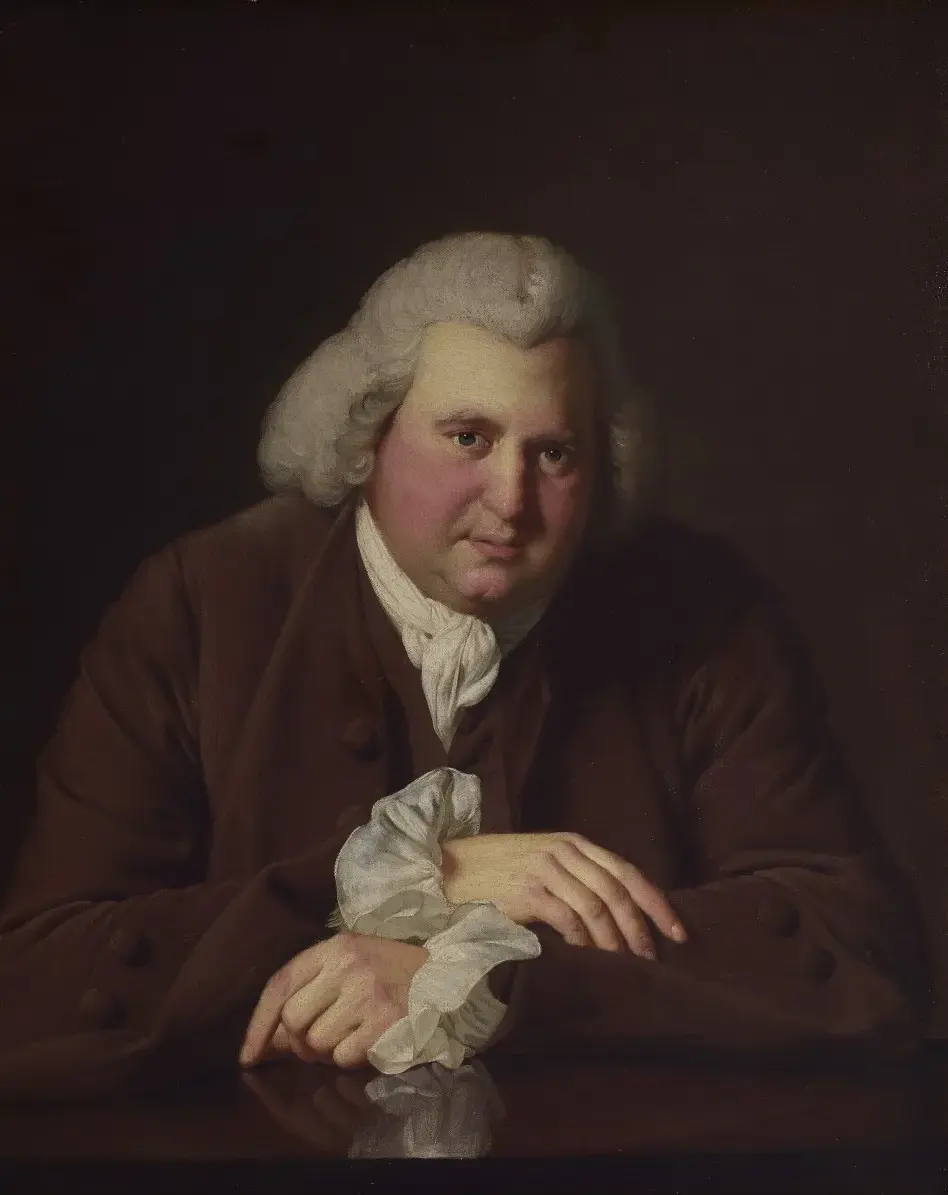 Erasmus Darwin (1731–1802) (1770) by Joseph Wright of Derby — original painting reproduced as a hand-painted oil on canvas