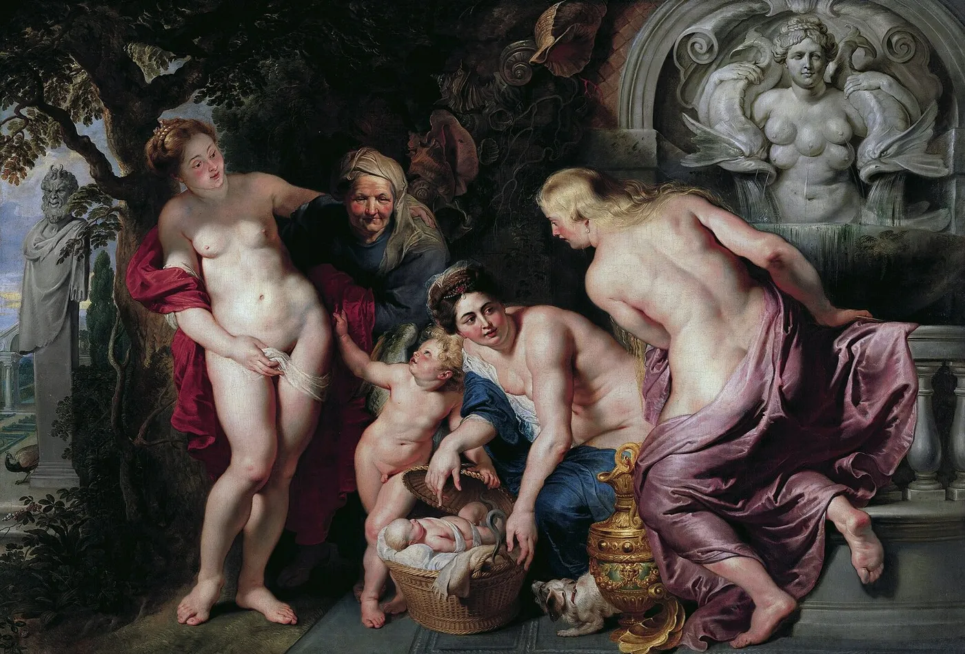 Erichthonius Discovered by the Daughters of Cecrops (1616) by Peter Paul Rubens — original painting reproduced as a hand-painted oil on canvas