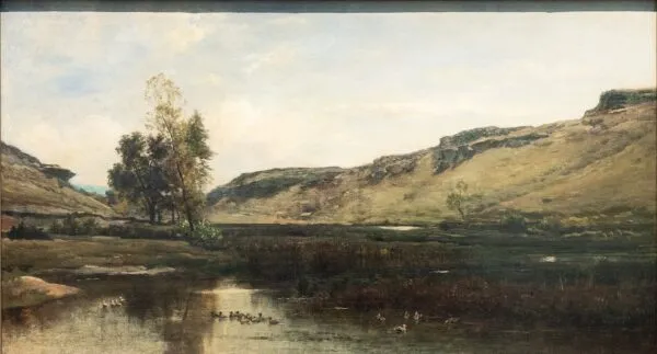 Étang de Gylieu (1856) by Charles-François Daubigny — original painting reproduced as a hand-painted oil on canvas