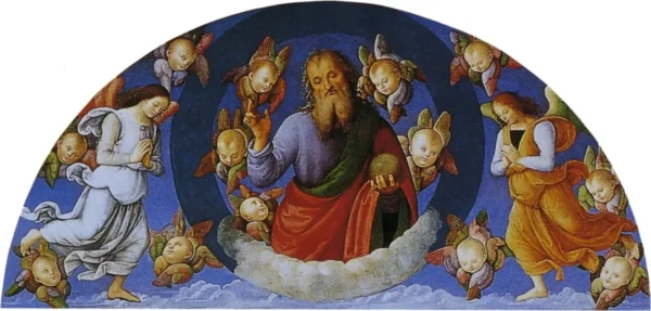 Eternal Father with cherubim and angels (1496) by Pietro Perugino — original painting reproduced as a hand-painted oil on canvas
