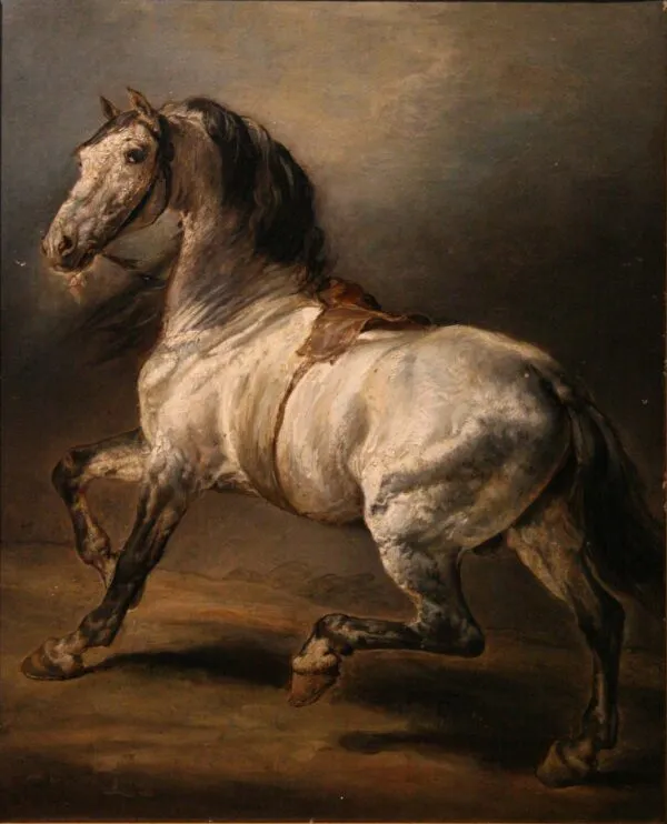 Étude de cheval gris (1830) by Théodore Géricault — original painting reproduced as a hand-painted oil on canvas