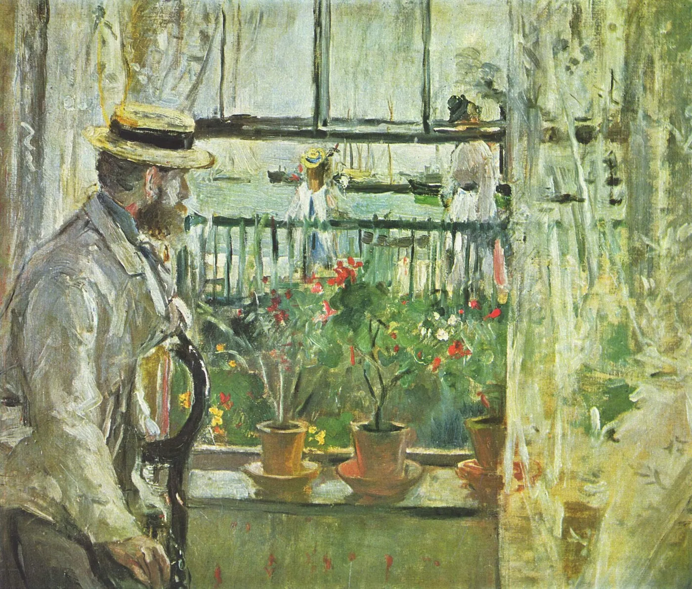 Eugène Manet on Isle of Wight (1875) by Berthe Morisot — original painting reproduced as a hand-painted oil on canvas
