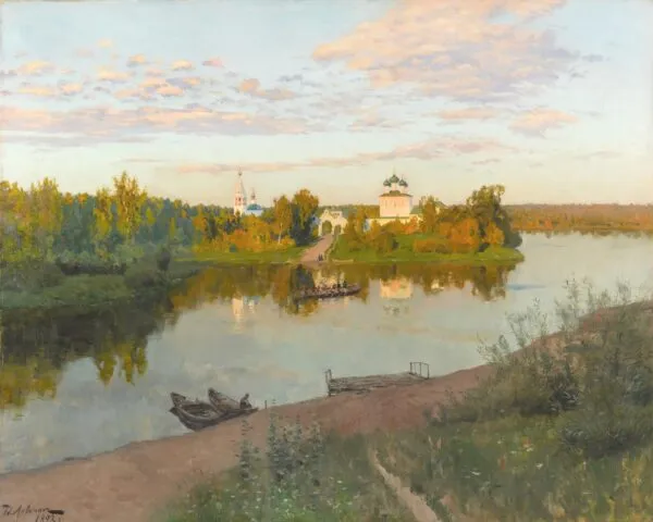 Evening Bells (1892) by Isaac Levitan — original painting reproduced as a hand-painted oil on canvas