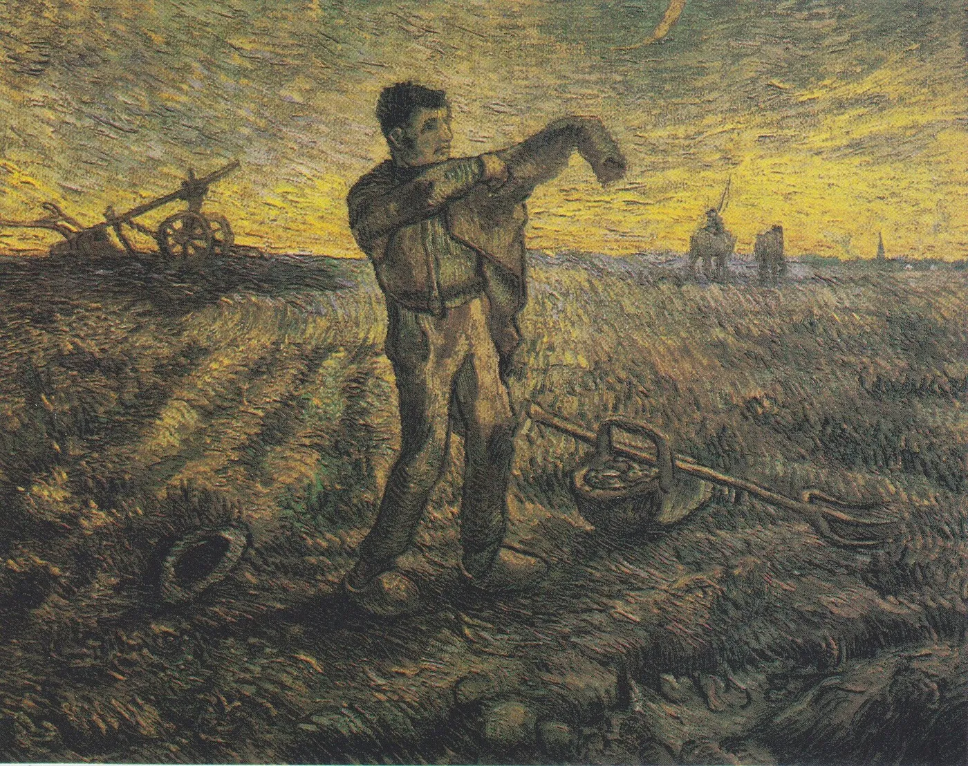 Evening: The End of the Day (after Millet) (1889) by Vincent van Gogh — original painting reproduced as a hand-painted oil on canvas