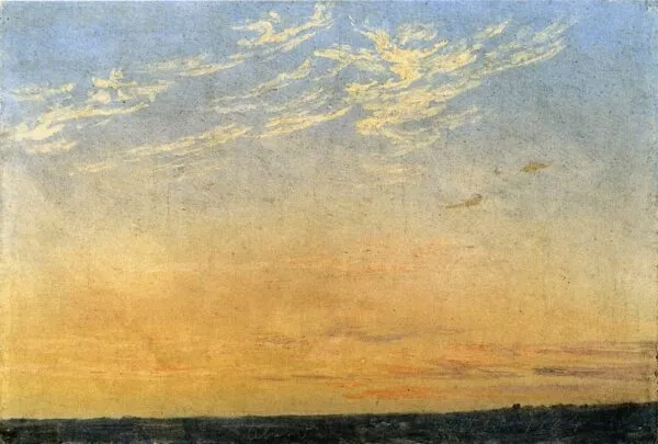 Evening with clouds (1824) by Caspar David Friedrich — original painting reproduced as a hand-painted oil on canvas