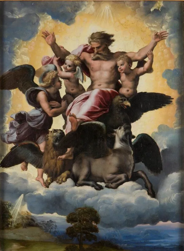 Ezekiel's Vision (1518) by Raphael — original painting reproduced as a hand-painted oil on canvas