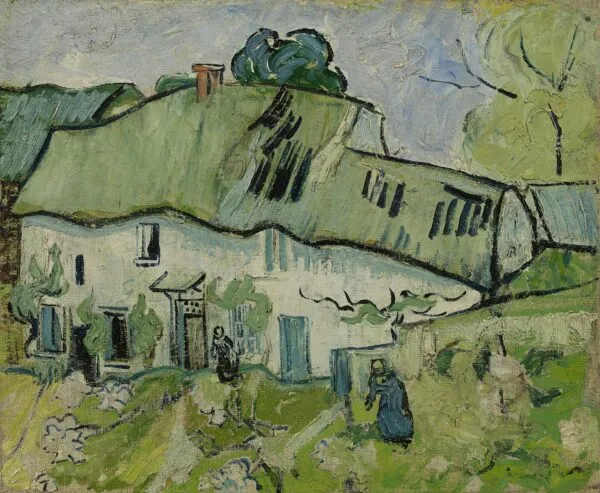 Farmhouse (1890) by Vincent van Gogh — original painting reproduced as a hand-painted oil on canvas