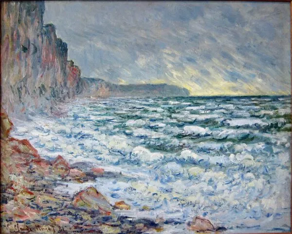 Fécamp, seaside (1881) by Claude Monet — original painting reproduced as a hand-painted oil on canvas