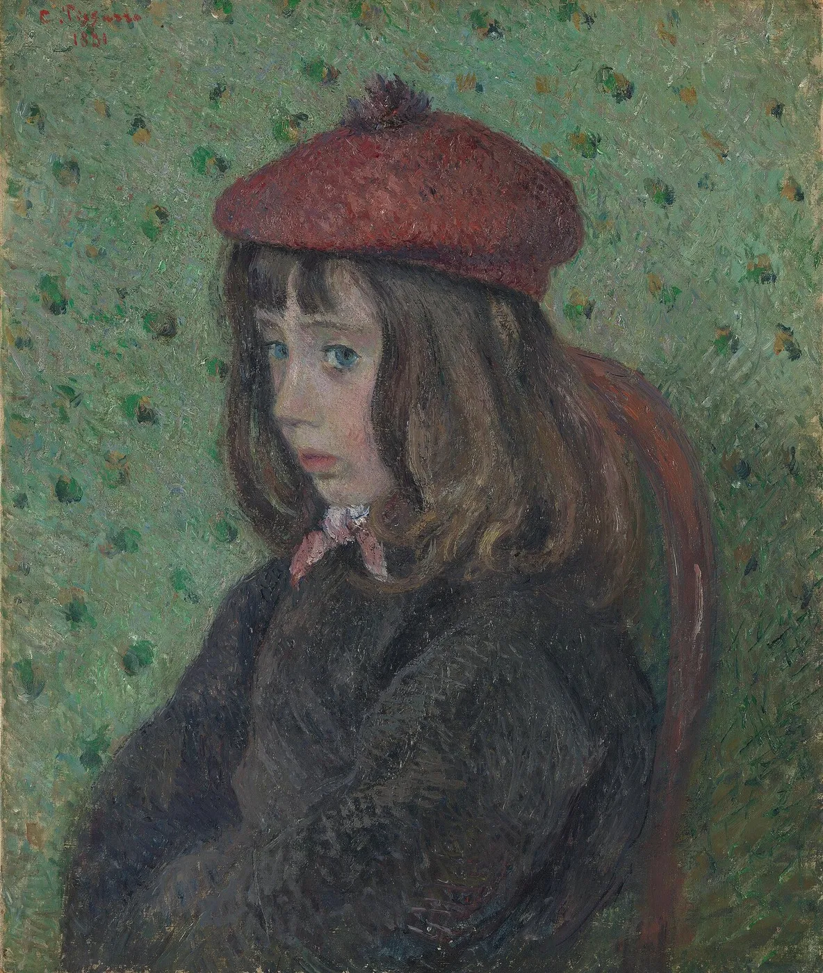 Felix Pissarro Wearing a Red Beret (1881) by Camille Pissarro — original painting reproduced as a hand-painted oil on canvas