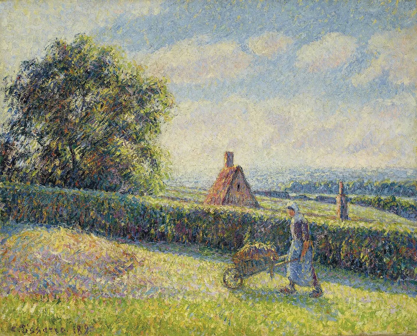 Femme poussant une brouette, Éragny — Camille Pissarro