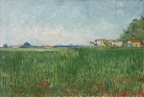 Field with Poppies (1888) by Vincent van Gogh — original painting reproduced as a hand-painted oil on canvas