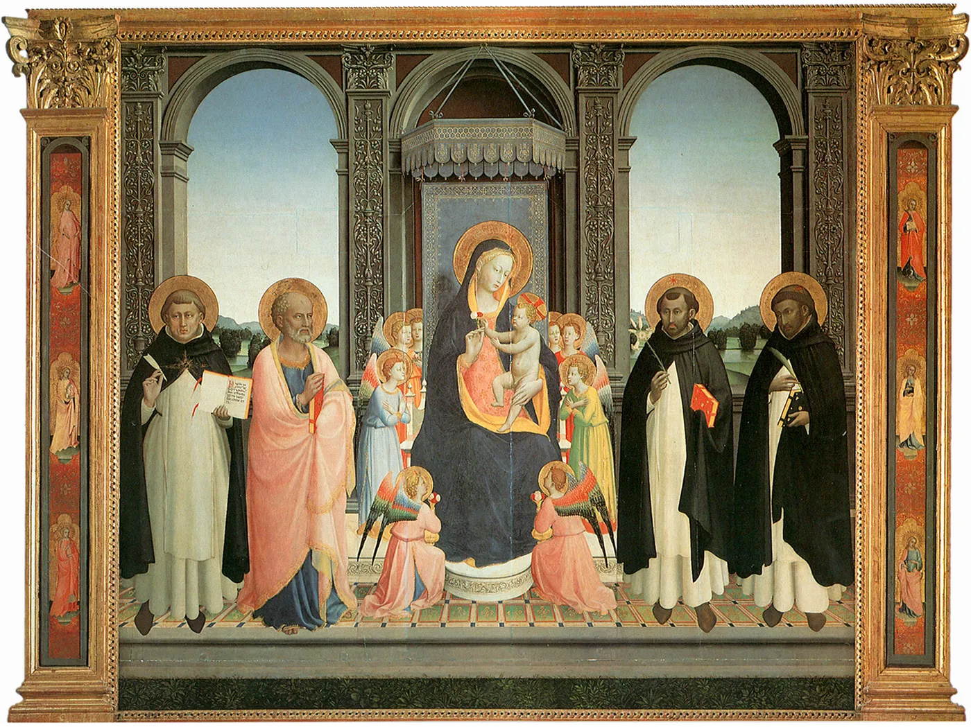 Fiesole Altarpiece (1420) by Fra Angelico — original painting reproduced as a hand-painted oil on canvas