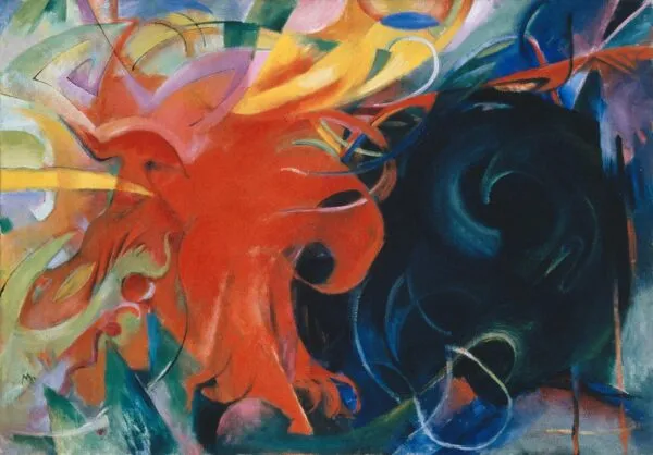 Fighting forms (1914) by Franz Marc — original painting reproduced as a hand-painted oil on canvas
