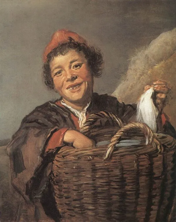 Fisher Boy with Basket (1630) by Frans Hals — original painting reproduced as a hand-painted oil on canvas