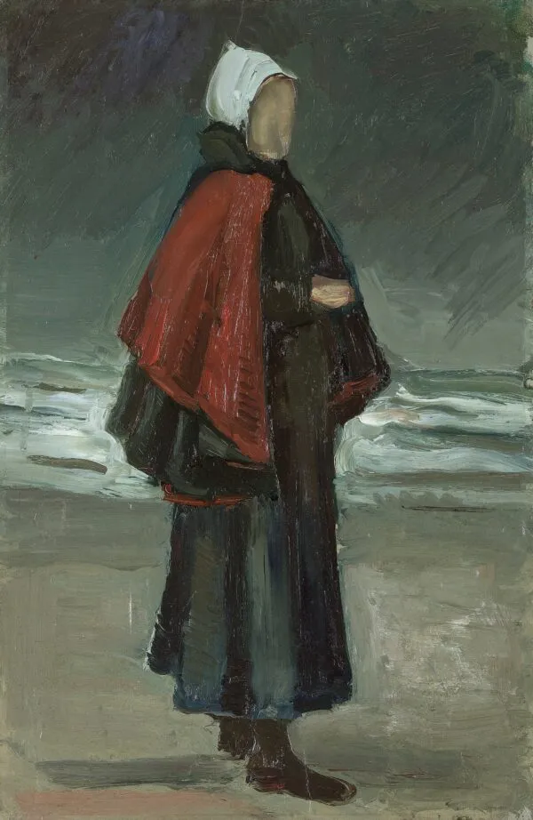 Fisherman's Wife on the Beach (1882) by Vincent van Gogh — original painting reproduced as a hand-painted oil on canvas