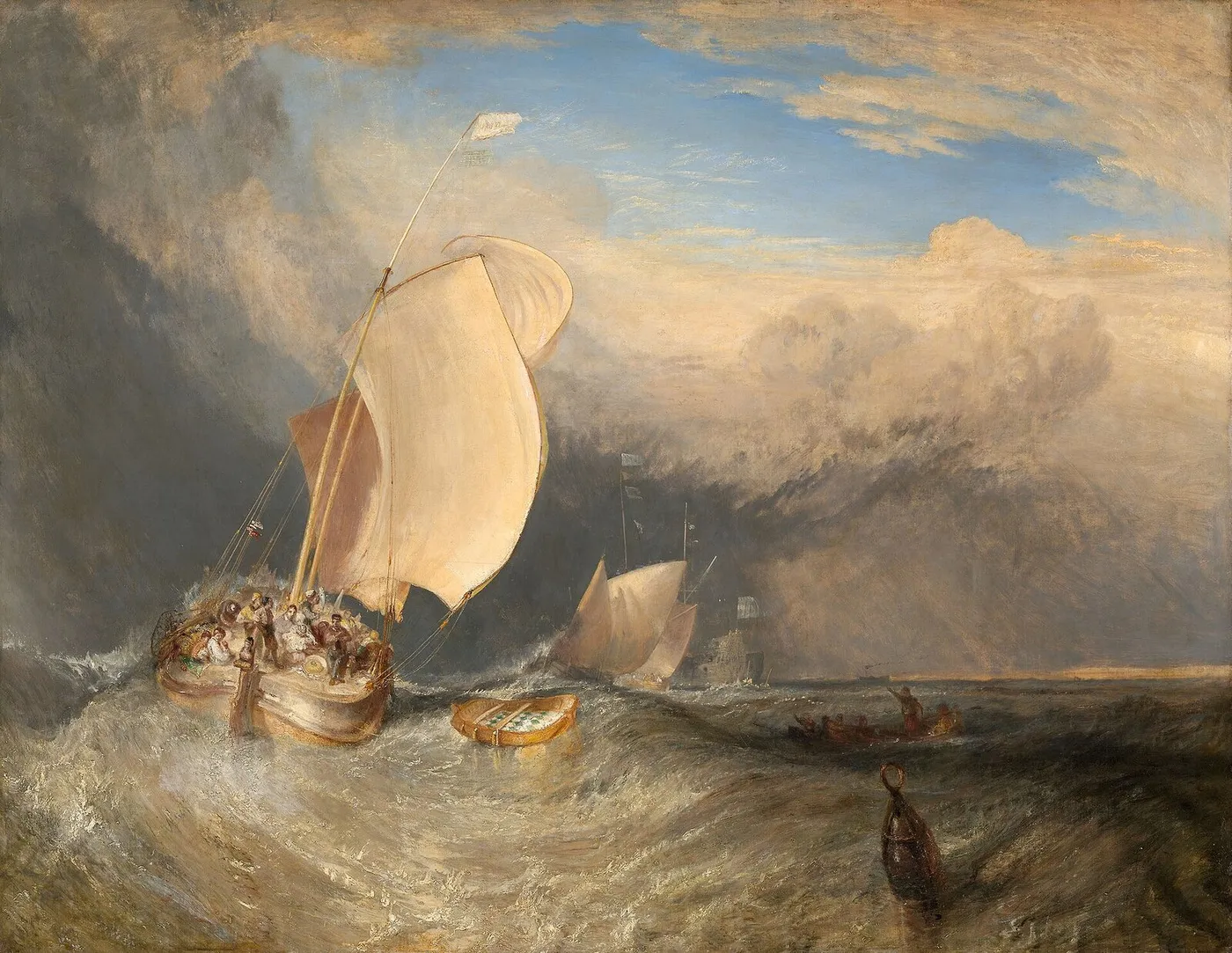 Fishing Boats with Hucksters Bargaining for Fish (1837) by J. M. W. Turner — original painting reproduced as a hand-painted oil on canvas