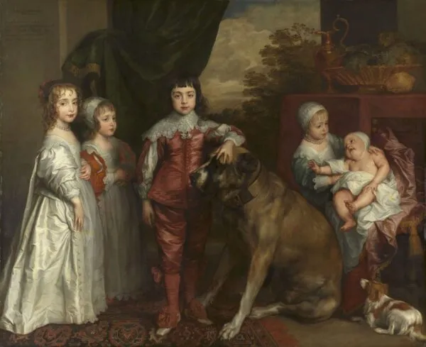 Five Eldest Children of Charles I (1637) by Anthony van Dyck — original painting reproduced as a hand-painted oil on canvas