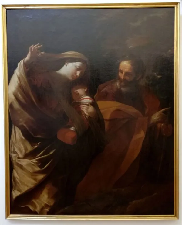 Flight to Egypt (1622) by Guido Reni — original painting reproduced as a hand-painted oil on canvas