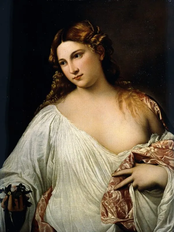 Flora (1517) by Titian — original painting reproduced as a hand-painted oil on canvas