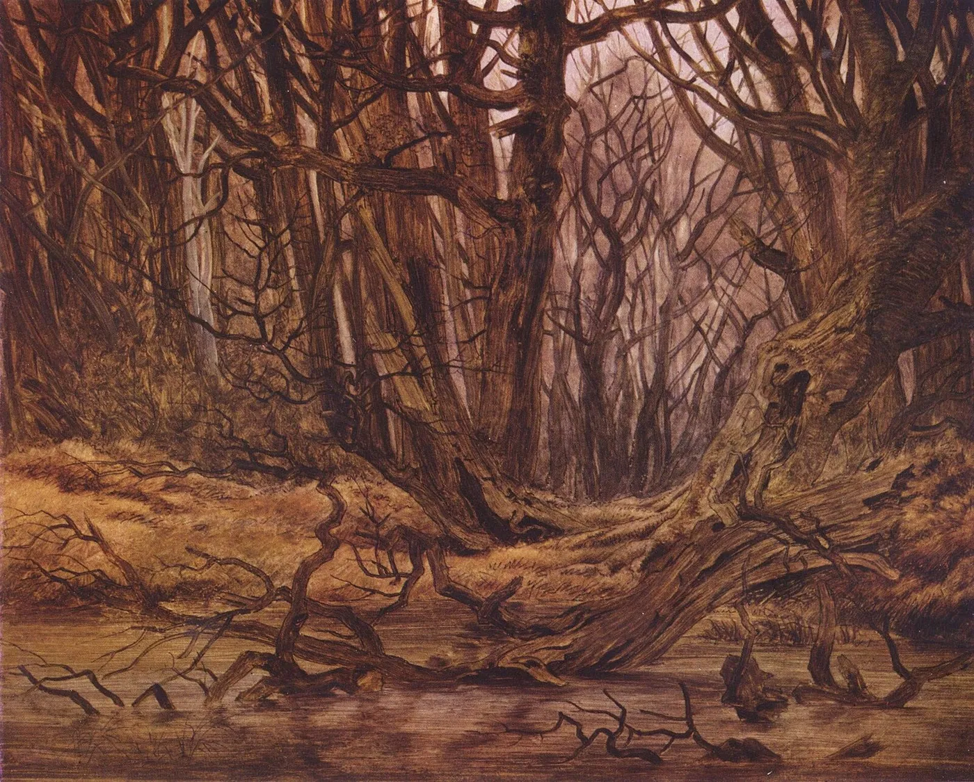 Forest in late autumn (1835) by Caspar David Friedrich — original painting reproduced as a hand-painted oil on canvas