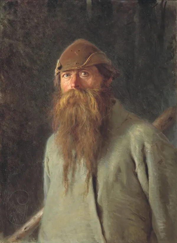 Forester (1879) by Ivan Kramskoi — original painting reproduced as a hand-painted oil on canvas