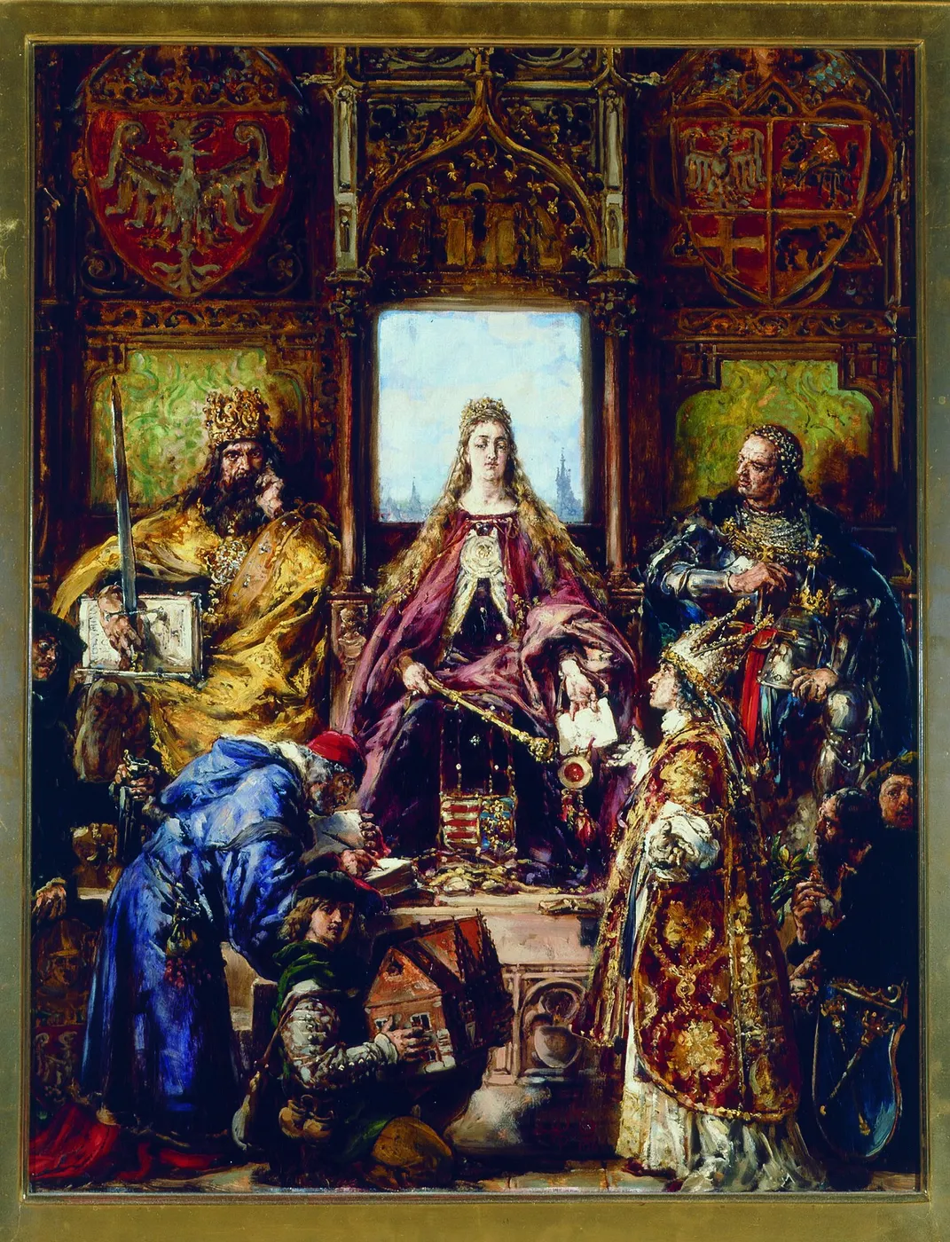 Founding of the Academy, 1361–1399–1400 AD, from the series “History of Civilization in Poland” (1888) by Jan Matejko — original painting reproduced as a hand-painted oil on canvas