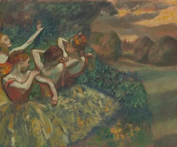 Four dancers (1899) by Edgar Degas — original painting reproduced as a hand-painted oil on canvas